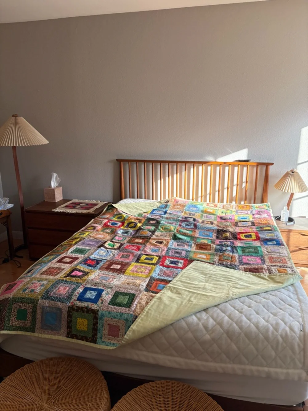 Handmade Multicolor Patchwork Quilt - Vibrant Square Design